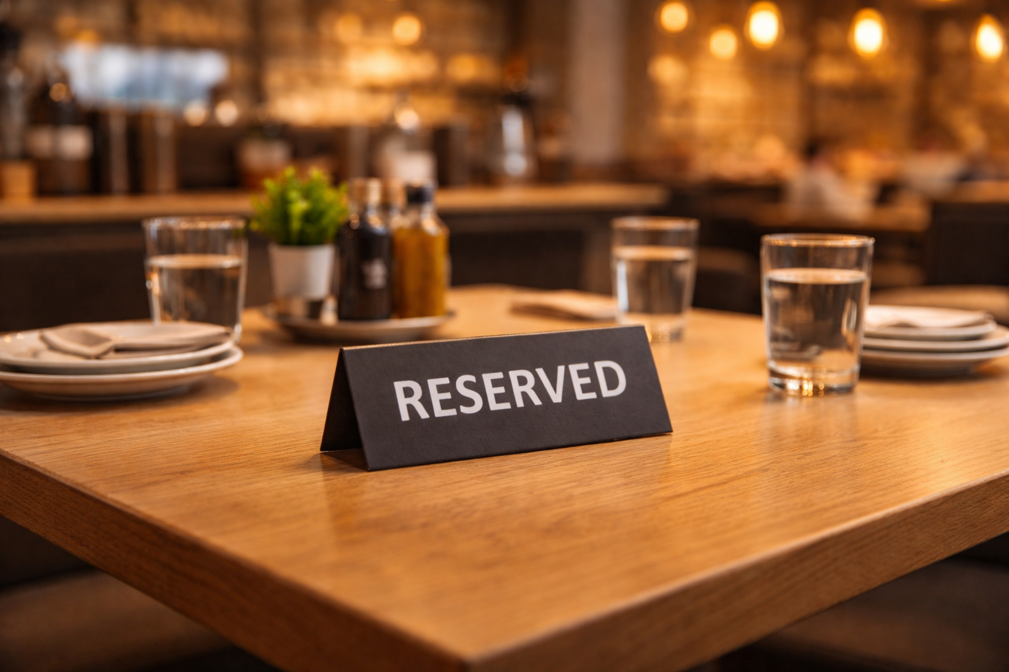 Meja reserved untuk booking